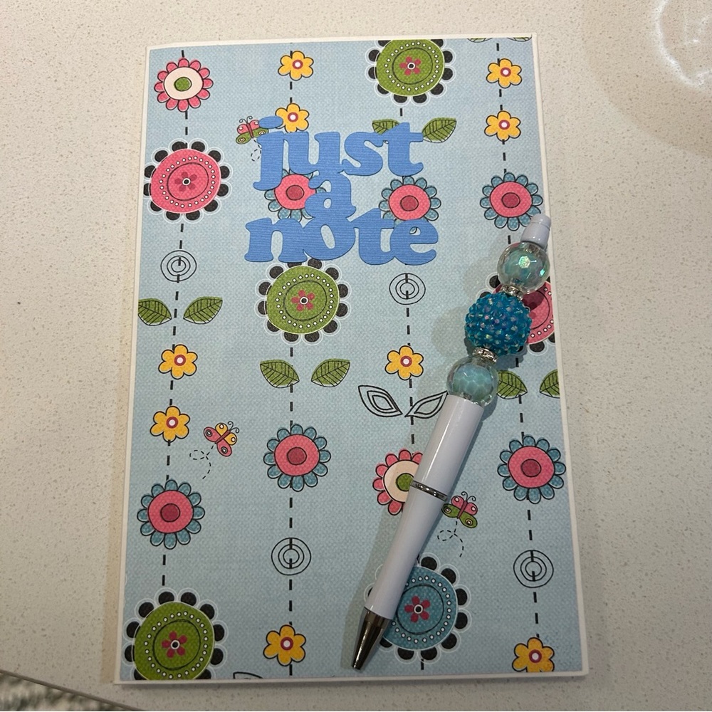 Handmade Small Legal Notepad Folio and Jeweled Pen Set